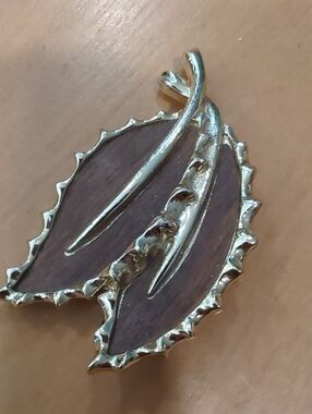 Gold-Tone Brown Leaf Brooch - Women Jewelry